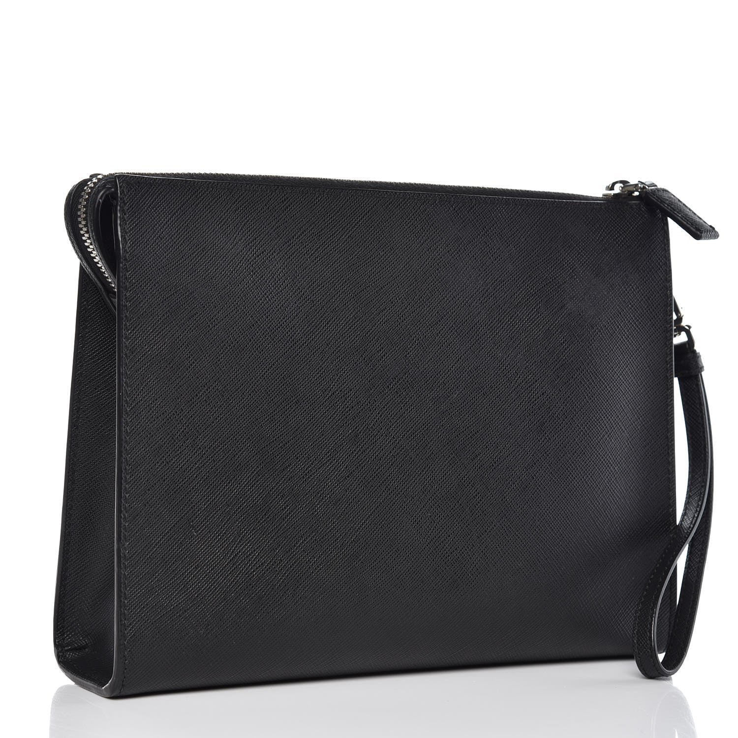 Prada Saffiano Pouch Wristlet Black 3 of 13