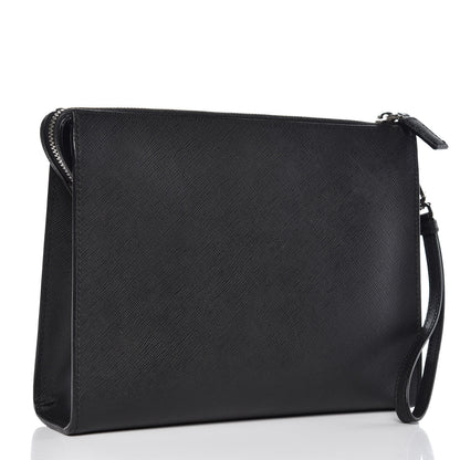 Prada Saffiano Pouch Wristlet Black 3 of 13