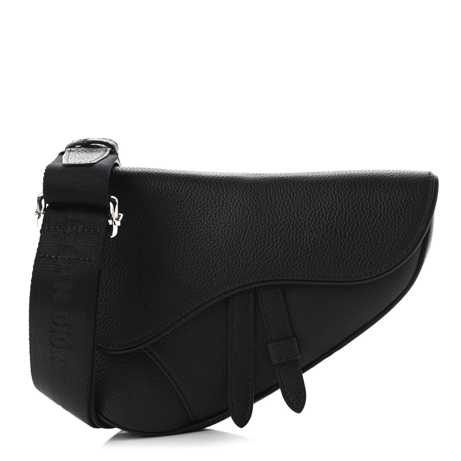 Christian Dior Grained Calfskin Mens Mini Saddle Bag Black 1 of 10
