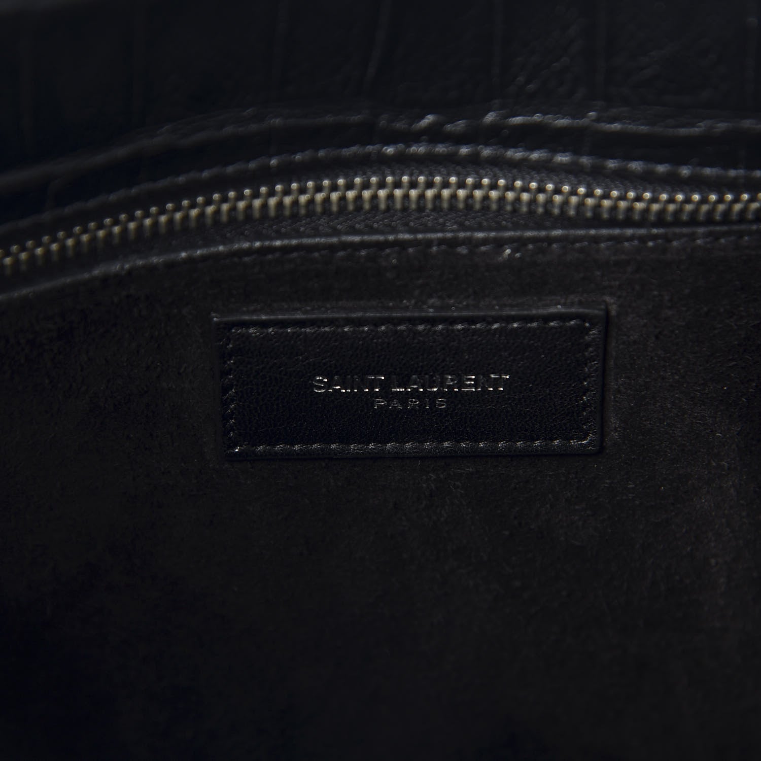 Saint Laurent Calfskin Crocodile Embossed Small Sac de Jour Black 8 of 9