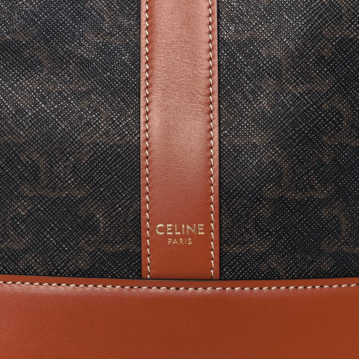 Celine Triomphe Canvas Calfskin Small Bucket Bag Tan 7 of 13