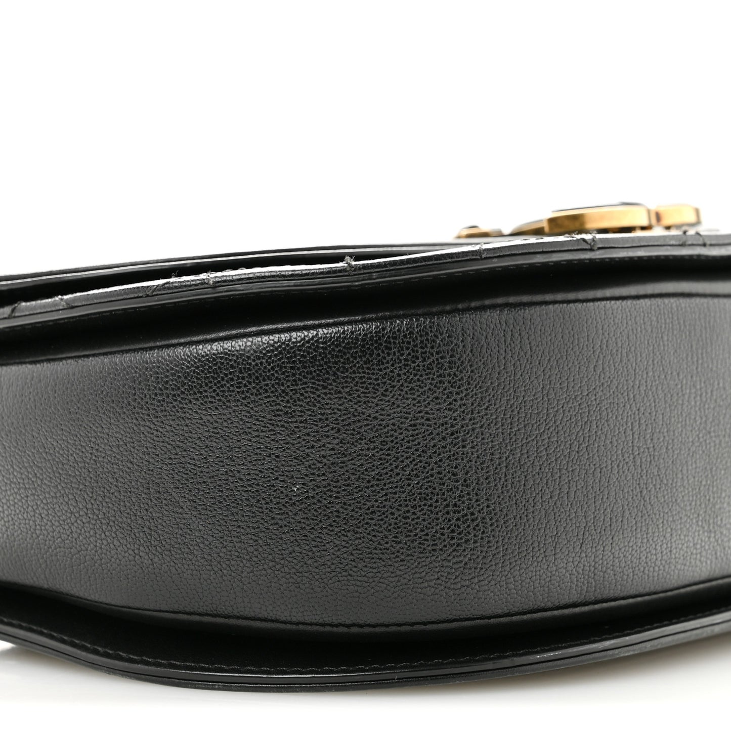 Shiny Calfskin Goatskin Quilted Medium Coco Curve Messenger Flap Black