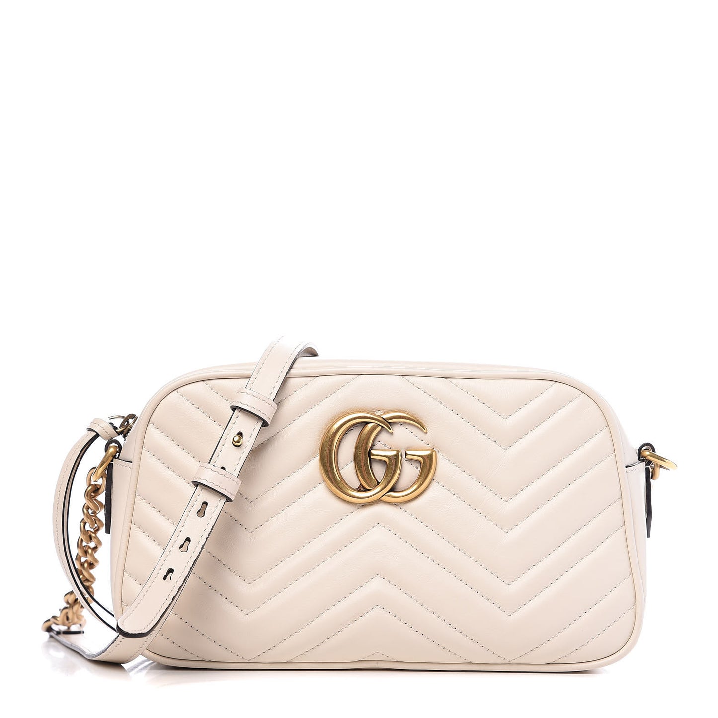 Calfskin Matelasse Small GG Marmont Chain Shoulder Bag White