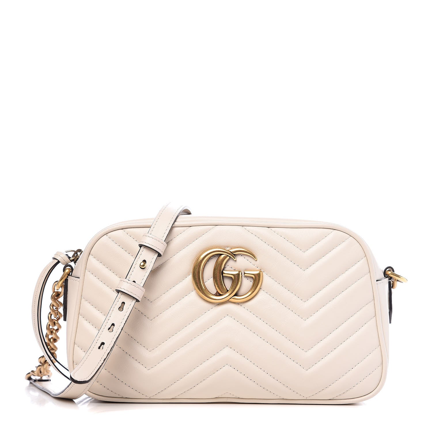 Gucci Calfskin Matelasse Small GG Marmont Chain Shoulder Bag White 1 of 12