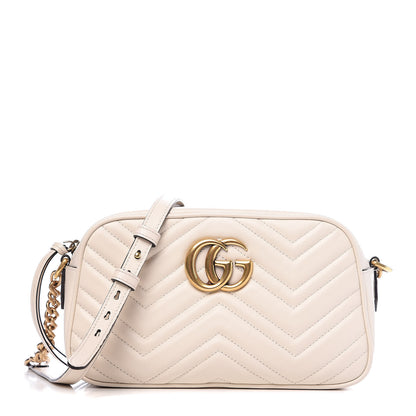 Gucci Calfskin Matelasse Small GG Marmont Chain Shoulder Bag White 1 of 12