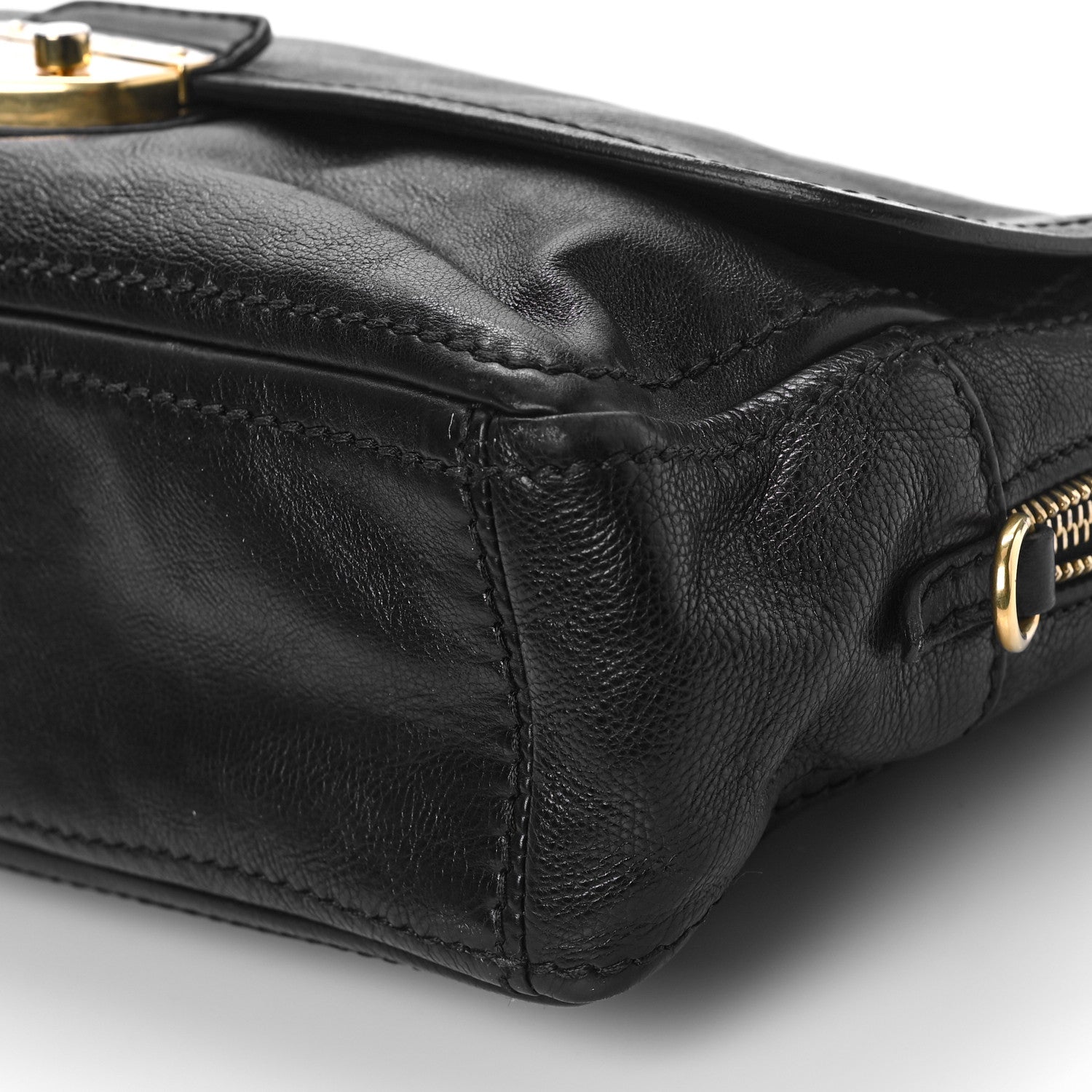 Prada Calf Easy Foldover Pushlock Shoulder Bag Black 8 of 10