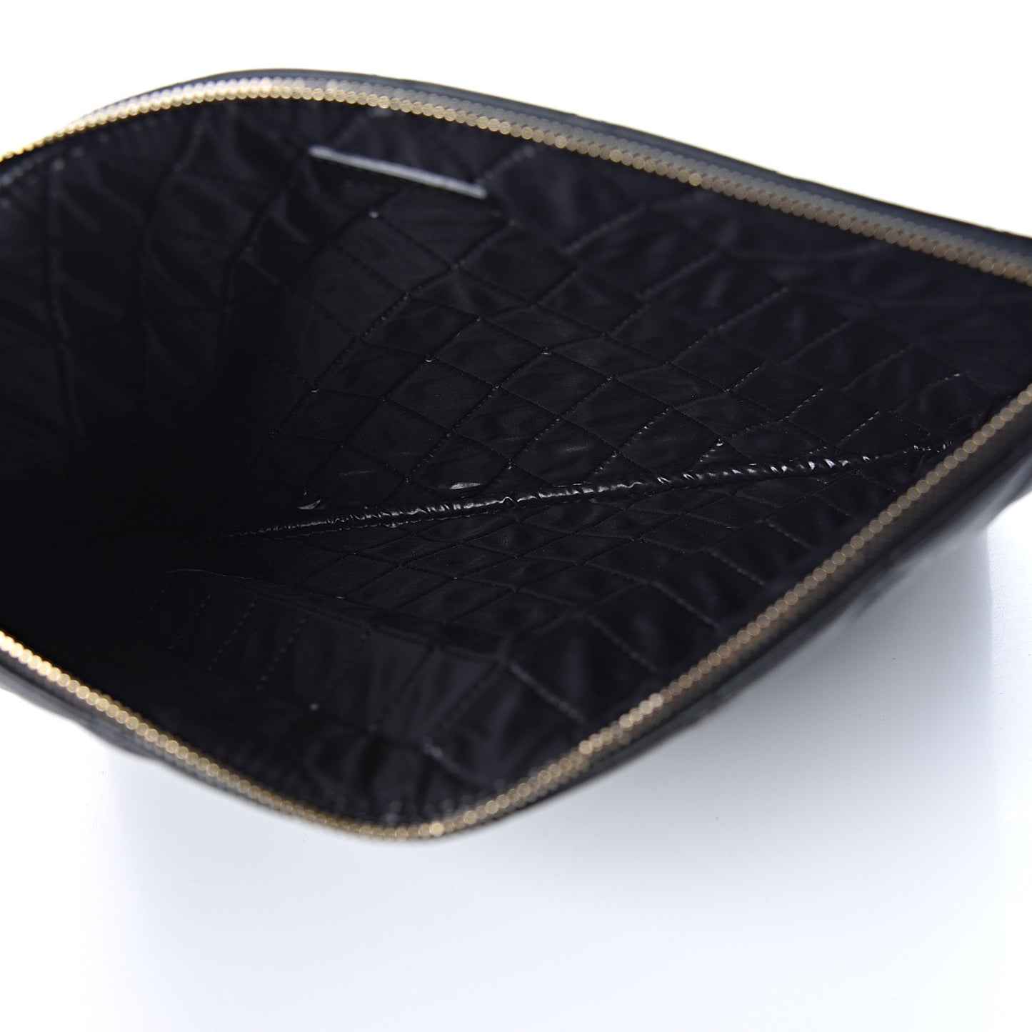 Lambskin Quilted Medium Casino Beauty CC Cosmetic Case Black