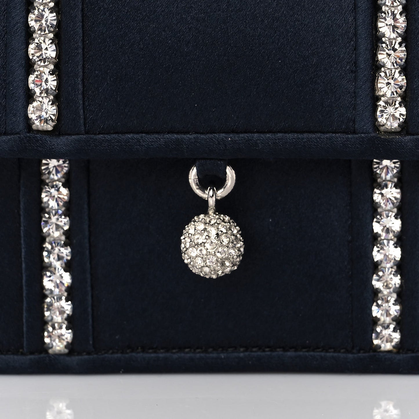 Crystal Satin Clutch Navy Blue