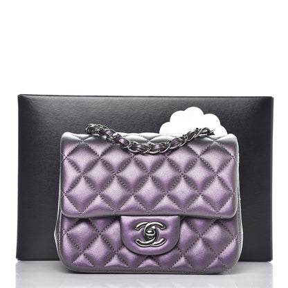 Chanel Iridescent Lambskin Quilted Mini Square Flap Dark Purple 8 of 8