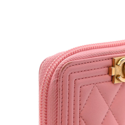 Chanel Lambskin Quilted Boy Zip Around Coin Purse Wallet Pink 11 of 11