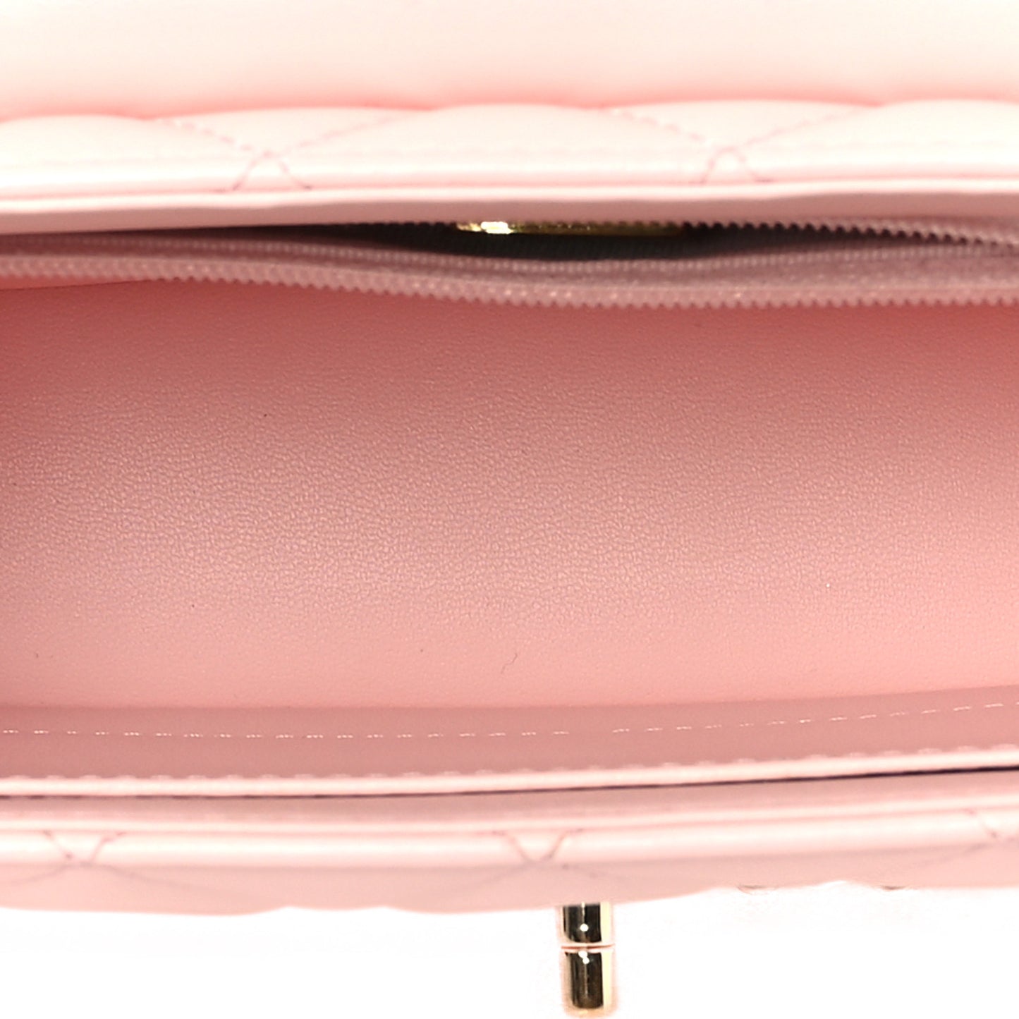 Lambskin Quilted Small Rectangular Flap Light Pink
