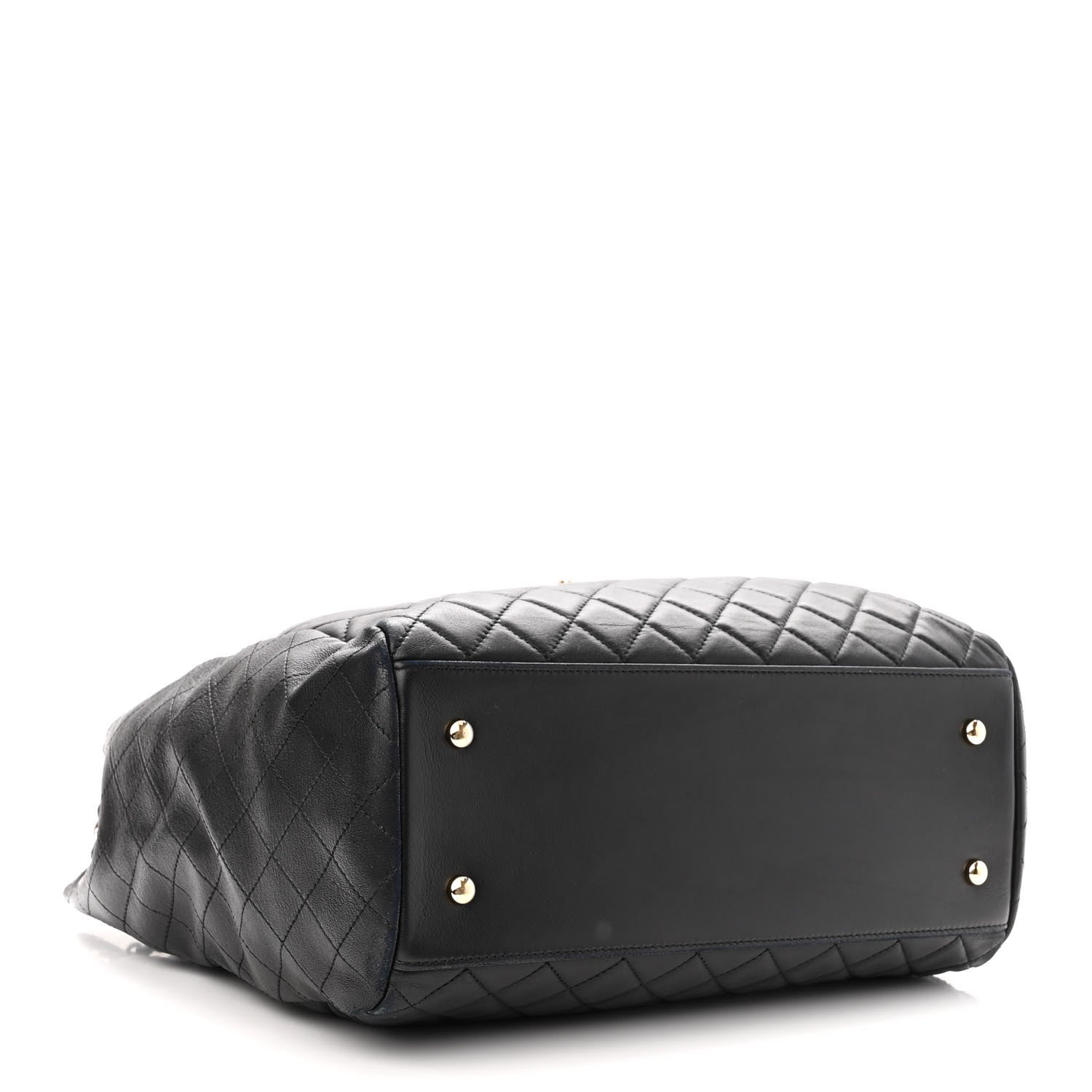 Chanel Lambskin Quilted Large Drawstring Bag Black 4 of 13