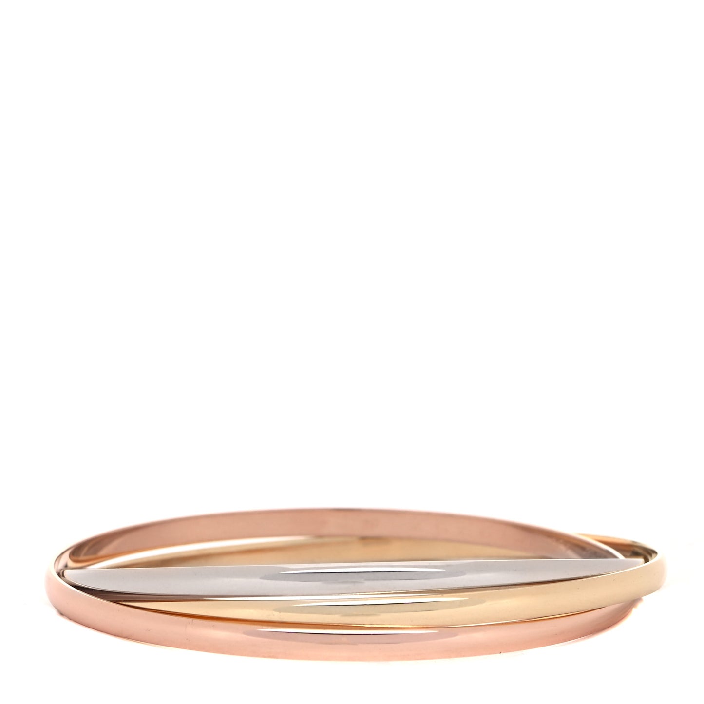18K Pink Yellow White Gold Trinity Bangle Bracelet 64
