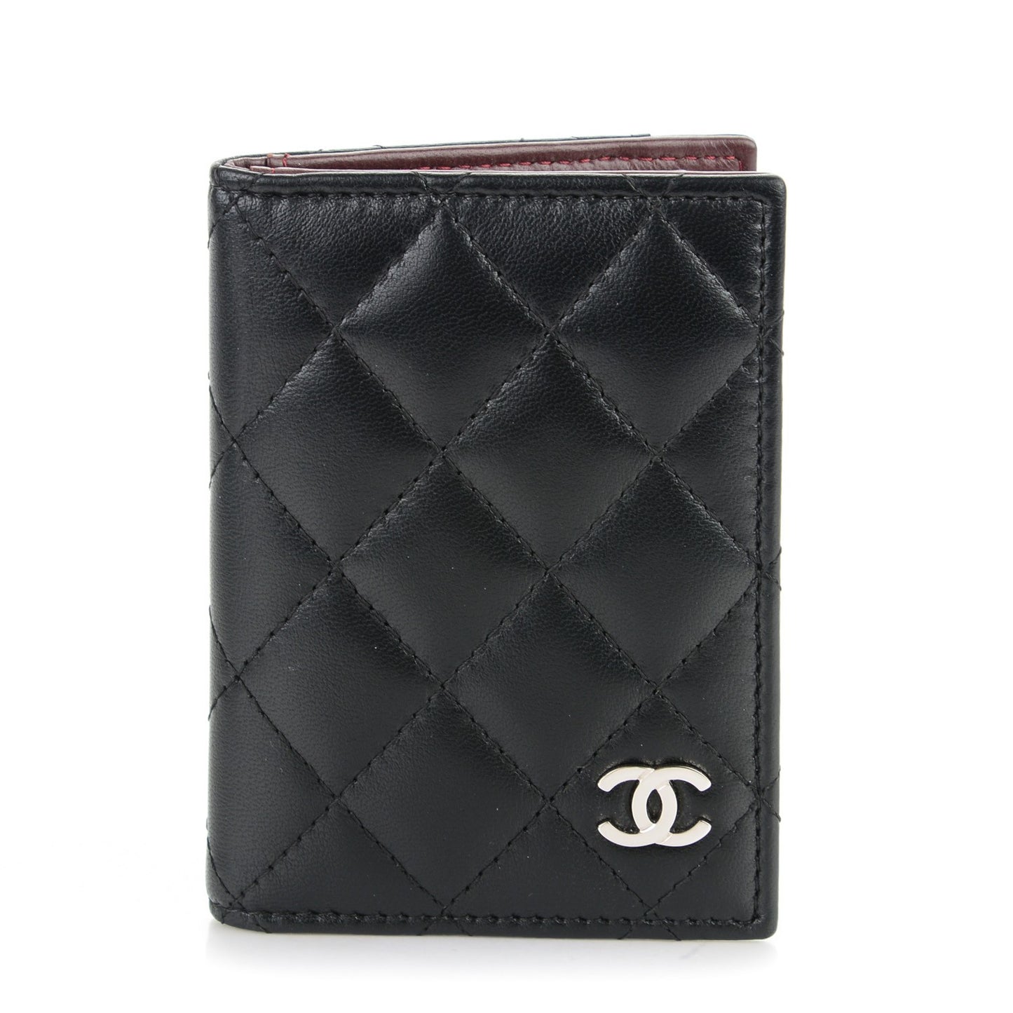 Lambskin Quilted CC Card Holder Wallet Black