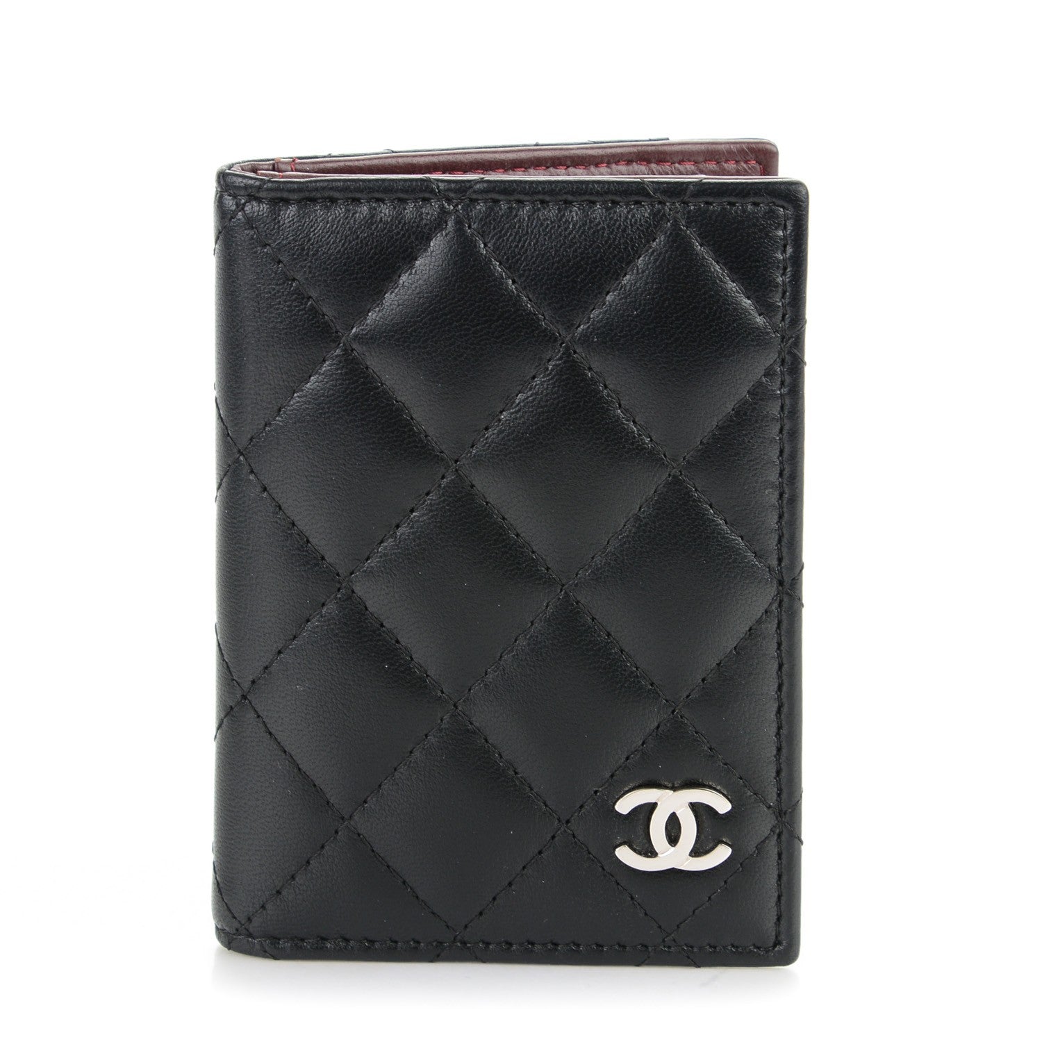 Chanel Lambskin Quilted CC Card Holder Wallet Black 1 of 7