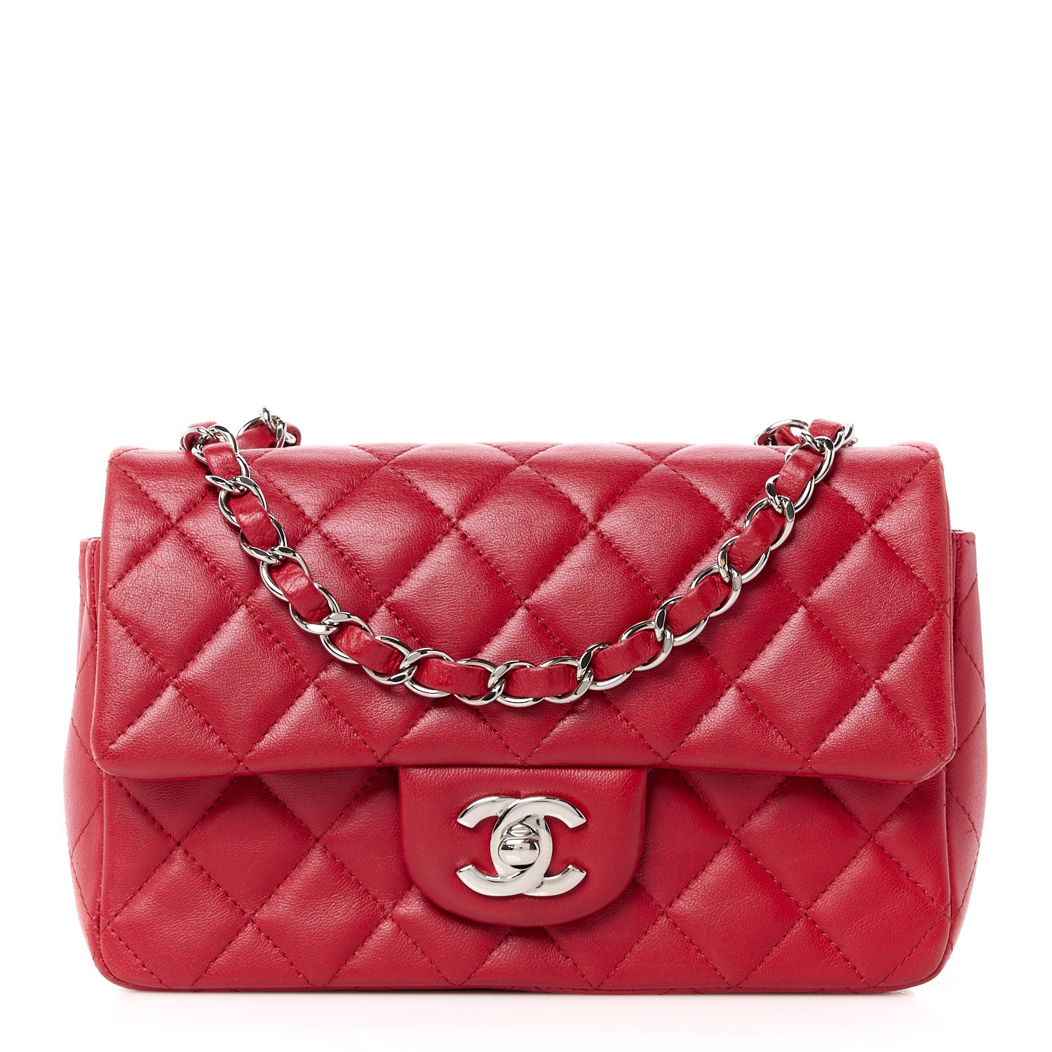 Chanel Lambskin Quilted Mini Rectangular Flap Red 1 of 11