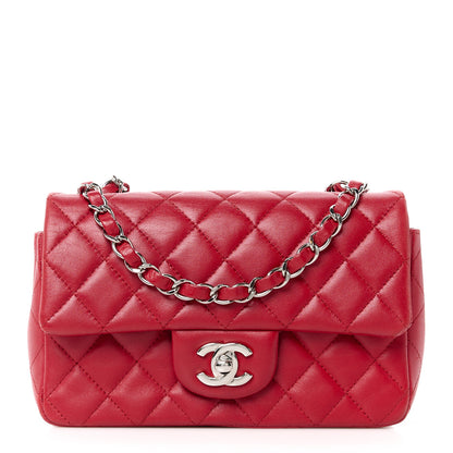 Chanel Lambskin Quilted Mini Rectangular Flap Red 1 of 11