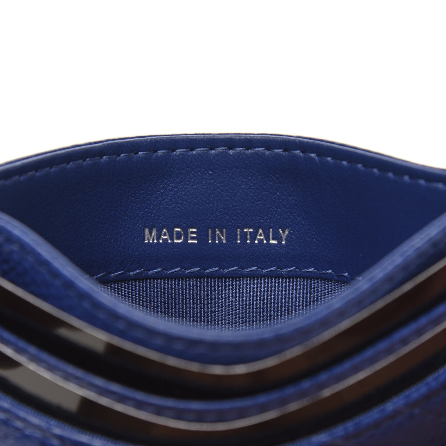 Caviar Quilted Chevron Boy Card Holder Blue