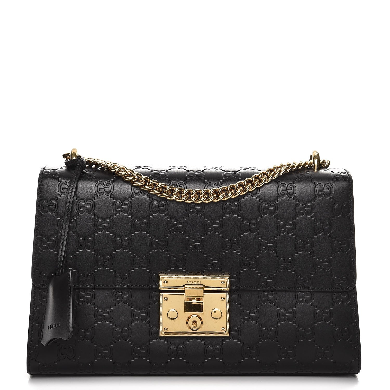 Gucci Guccissima Medium Padlock Shoulder Bag Black 1 of 16