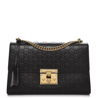 Gucci Guccissima Medium Padlock Shoulder Bag Black 1 of 16