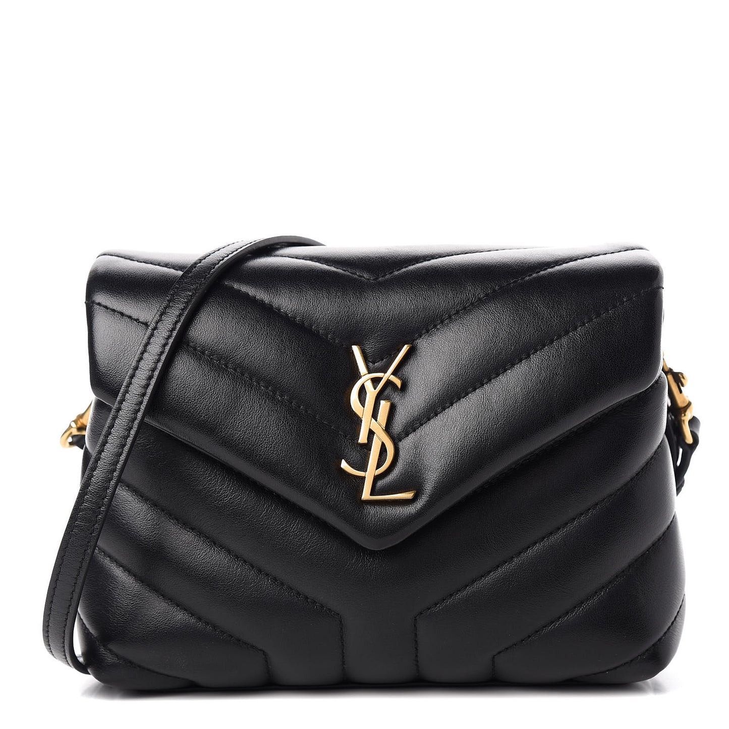 Calfskin Y Quilted Monogram Toy Loulou Crossbody Bag Black