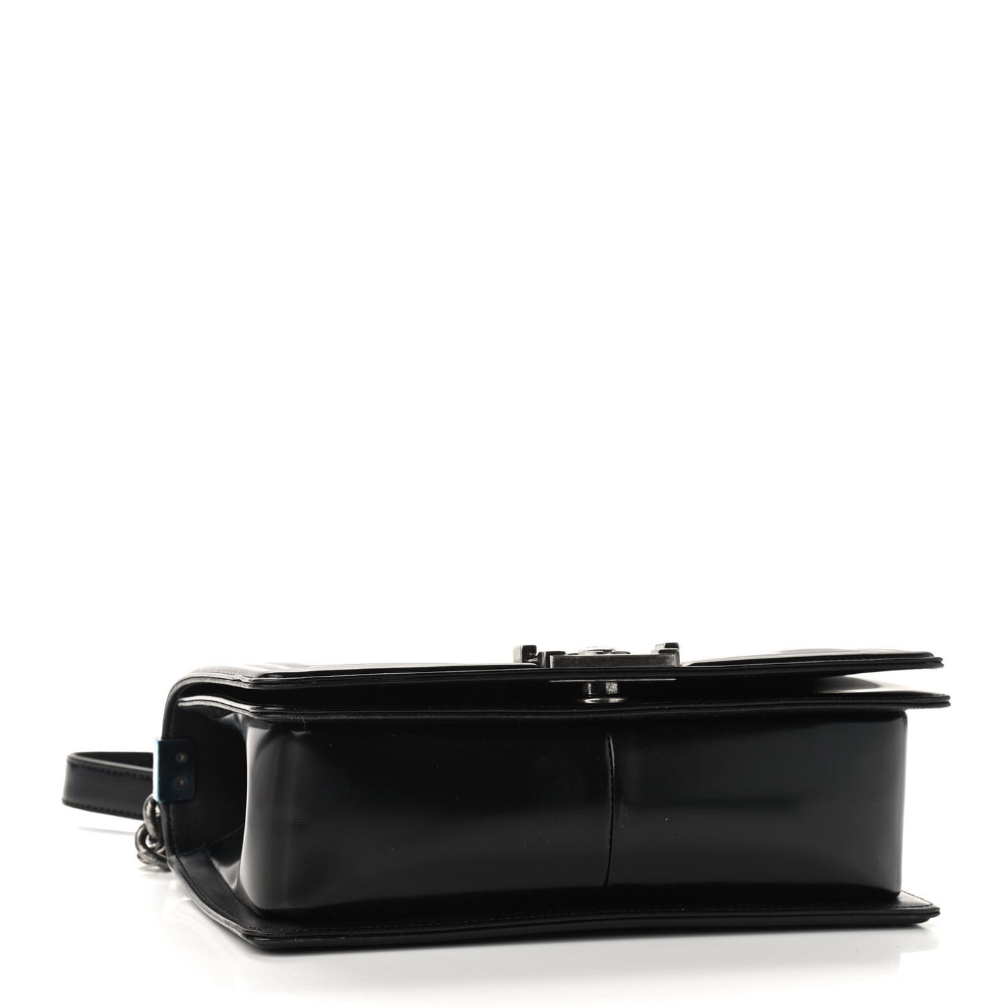 Glazed Calfskin Medium Boy Flap Black