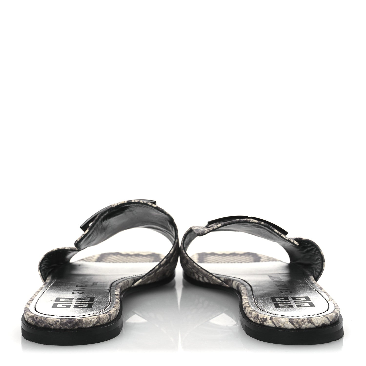 Givenchy Calfskin Snakeskin Print 4G Flat Sandals 38.5 Stone Grey 6 of 13