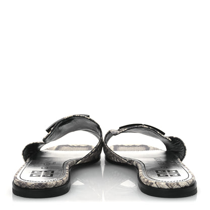 Givenchy Calfskin Snakeskin Print 4G Flat Sandals 38.5 Stone Grey 6 of 13