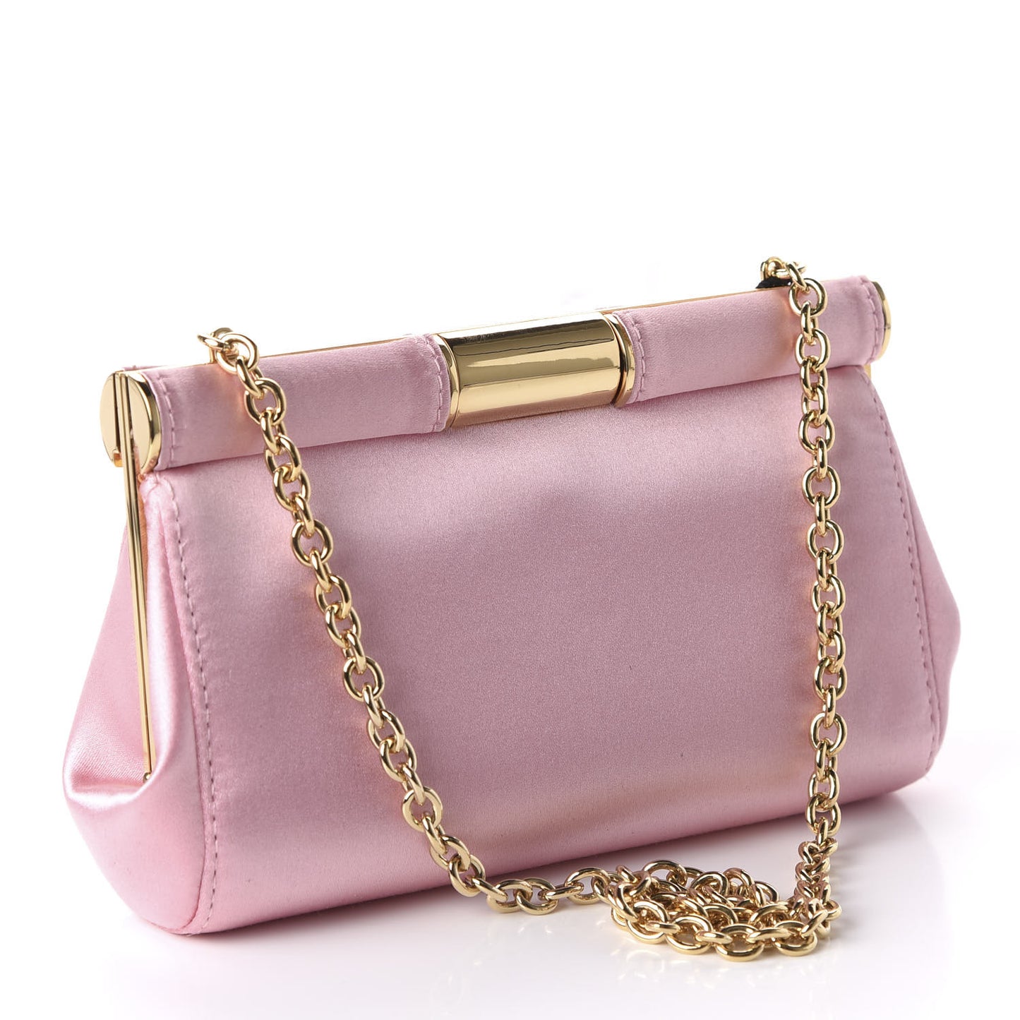 Satin Chain Clutch Pink