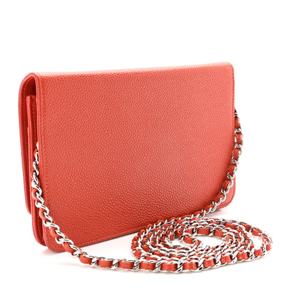 Chanel Caviar Timeless CC Wallet On Chain WOC Orange 3 of 12