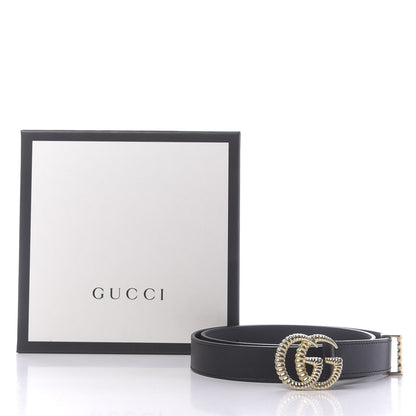 Gucci Moon Calfskin Torchon Double G 25mm Belt 80 32 Black 9 of 9