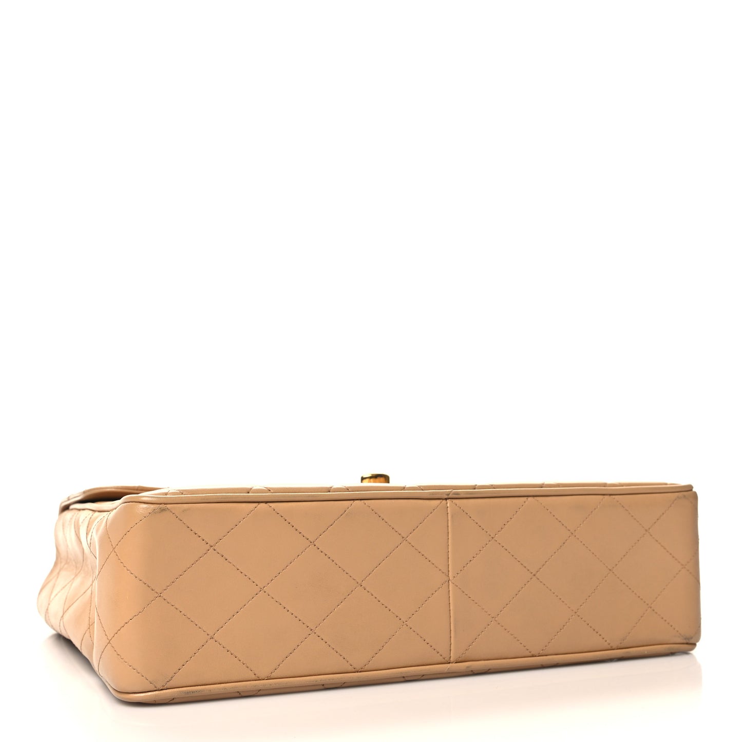 Lambskin Quilted XL Jumbo Single Flap Beige