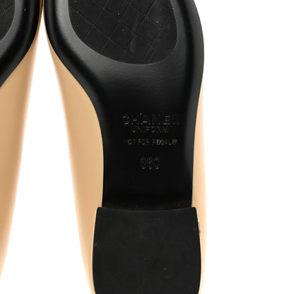 Chanel Lambskin Cap Toe CC Uniform Ballerina Flats 36 Beige Black 6 of 8