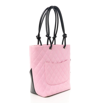 Chanel Calfskin Quilted Medium Cambon Tote Pink Black 3 of 10