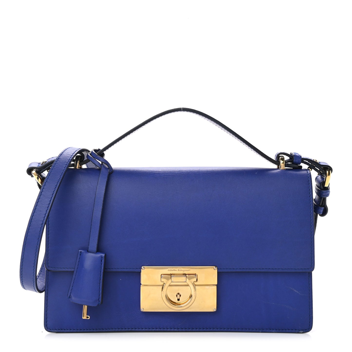 Smooth Calfskin Aileen Gancio Lock Shoulder Bag Blue