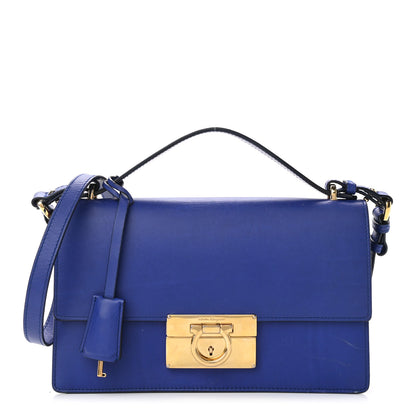 Salvatore Ferragamo Smooth Calfskin Aileen Gancio Lock Shoulder Bag Blue 1 of 12