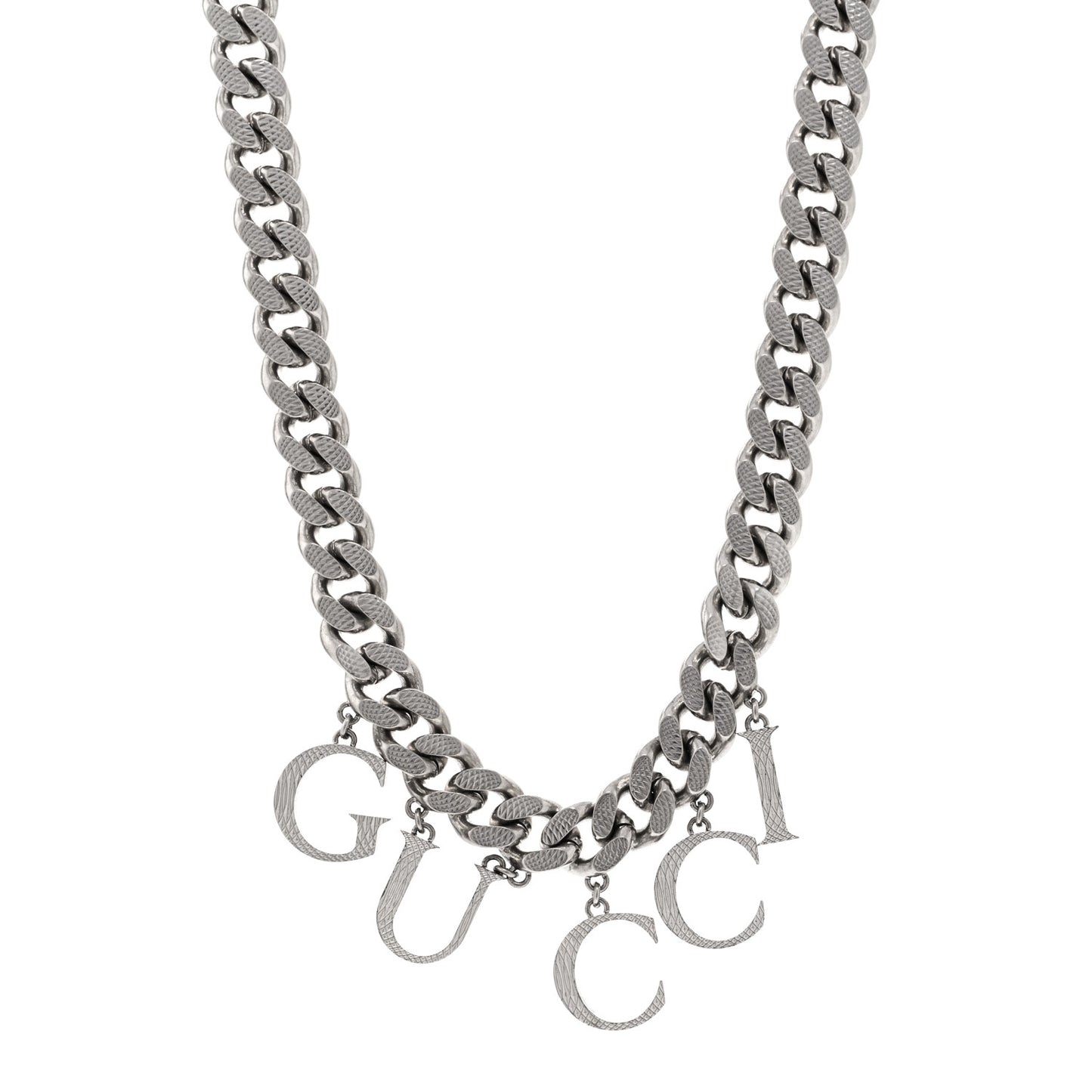 Metal Script Choker Necklace Silver