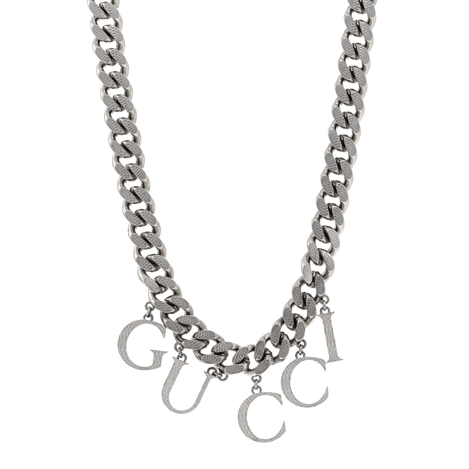 Gucci Metal Script Choker Necklace Silver 1 of 7