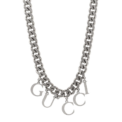Gucci Metal Script Choker Necklace Silver 1 of 7