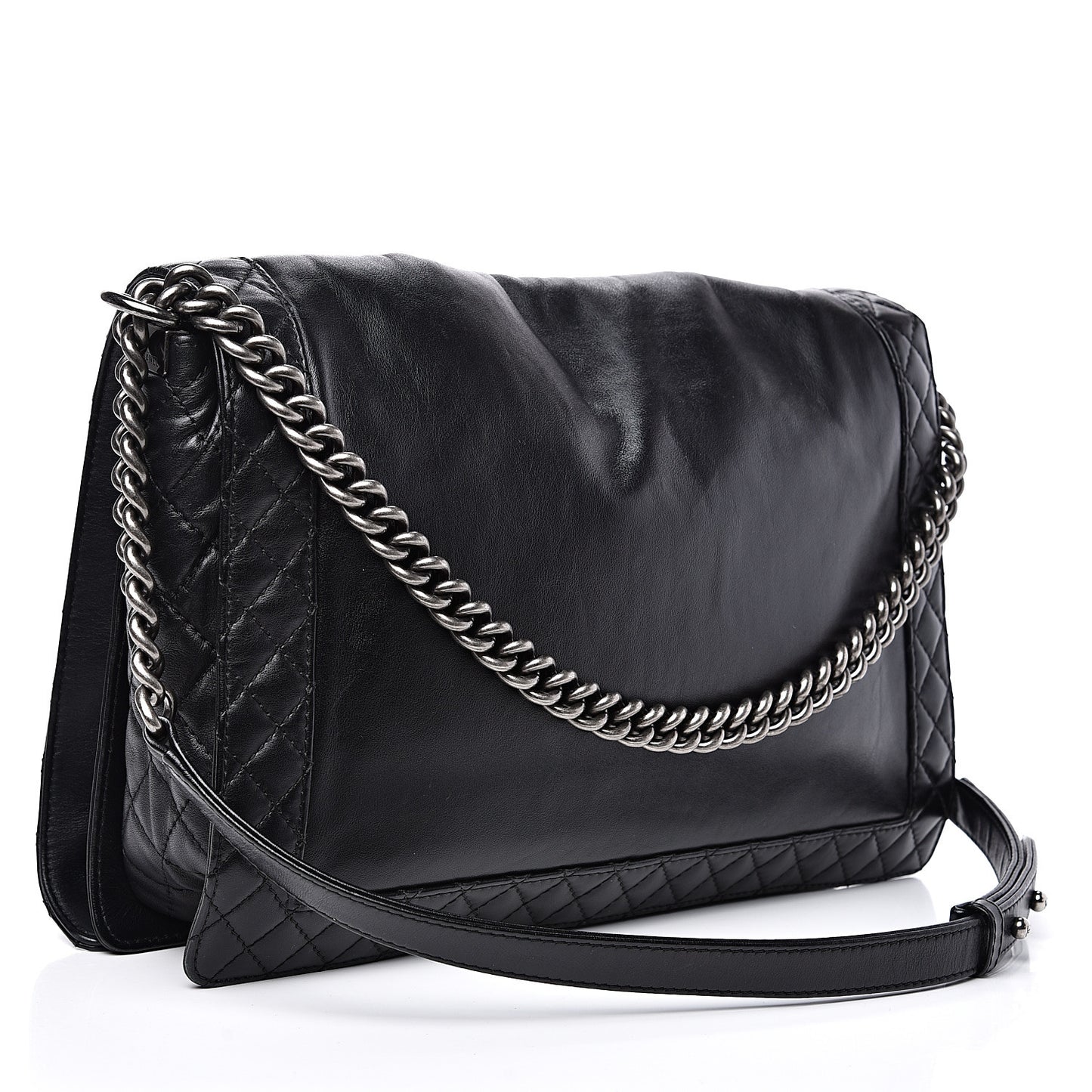 Calfskin Enchained XL Boy Flap Black