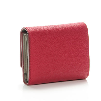 Celine Drummed Calfskin Small Multifunction Folded Wallet Dark Pink 3 of 7