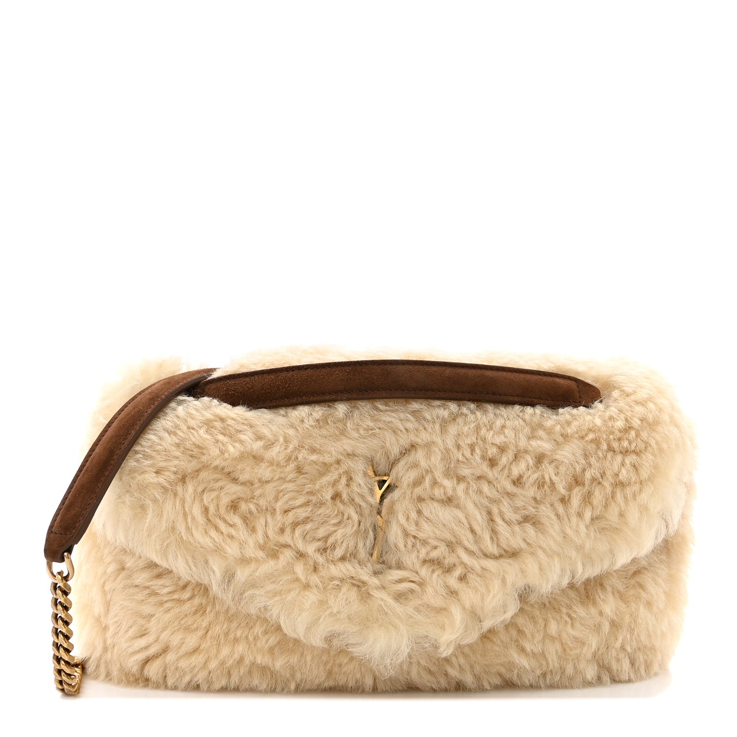 Shearling Calypso Crossbody Crema Naturel Dark Cigar