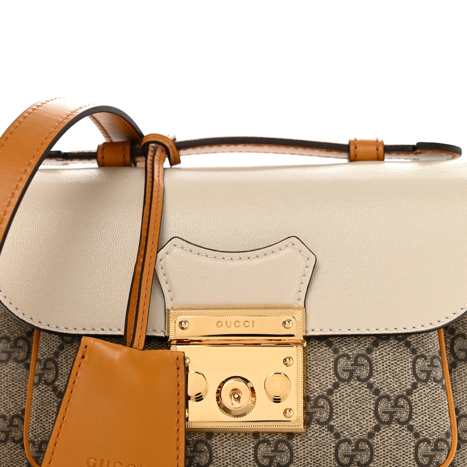 Gucci GG Supreme Monogram Calfskin Mini Padlock Flap Pocket Shoulder Bag Beige Mystic White Sun Oil 8 of 10