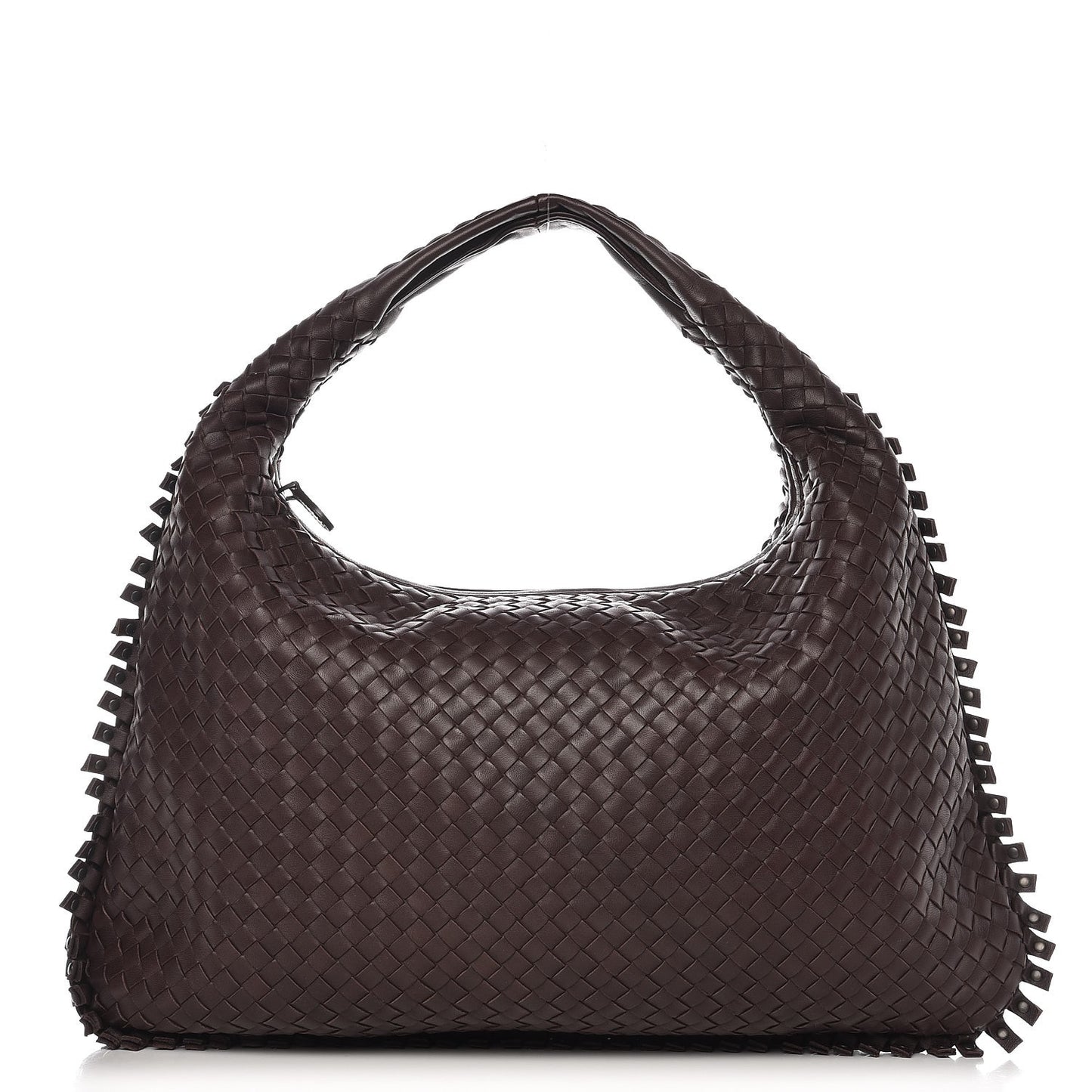 Nappa Intrecciato Large Studded Fringe Veneta Hobo Ebano