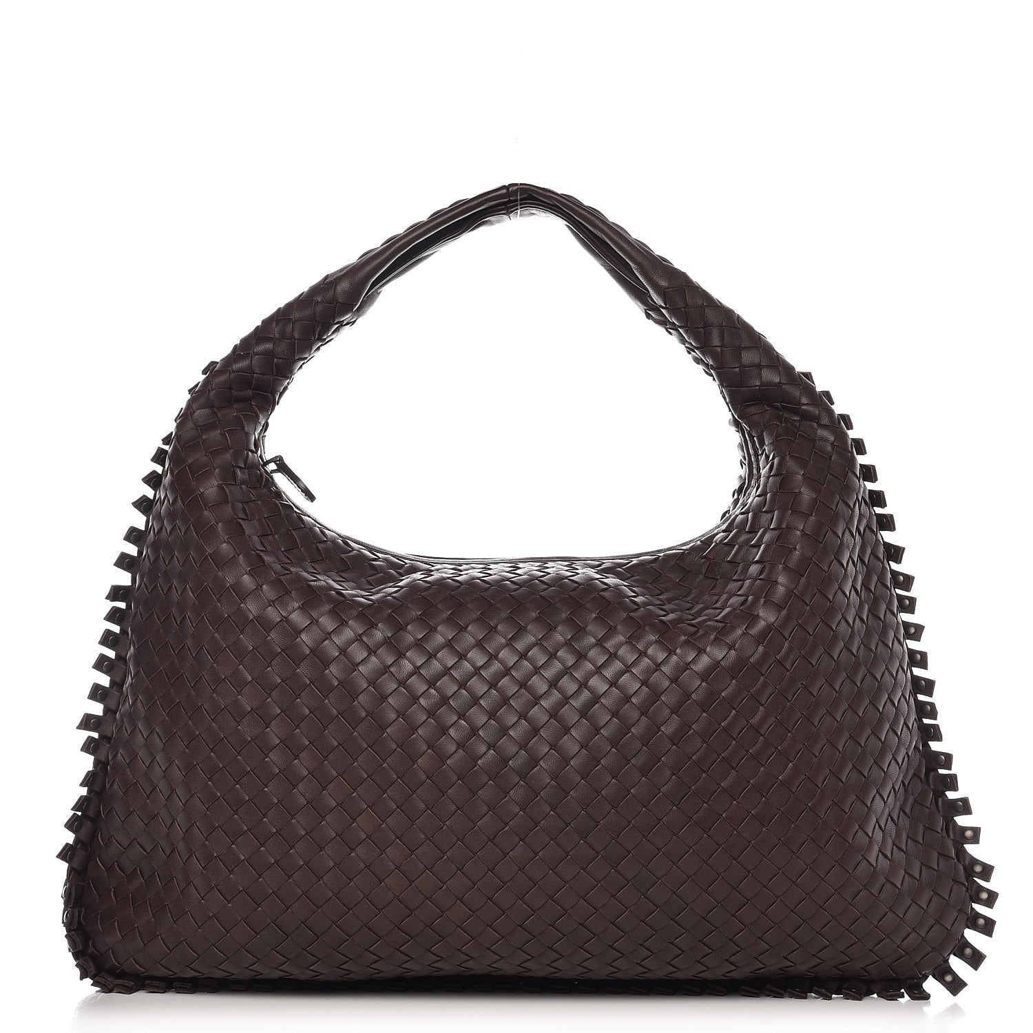 Bottega Veneta Nappa Intrecciato Large Studded Fringe Veneta Hobo Ebano 1 of 8