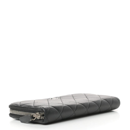 Chanel Lambskin Quilted Large Gusset Zip Around Wallet Black 4 of 8