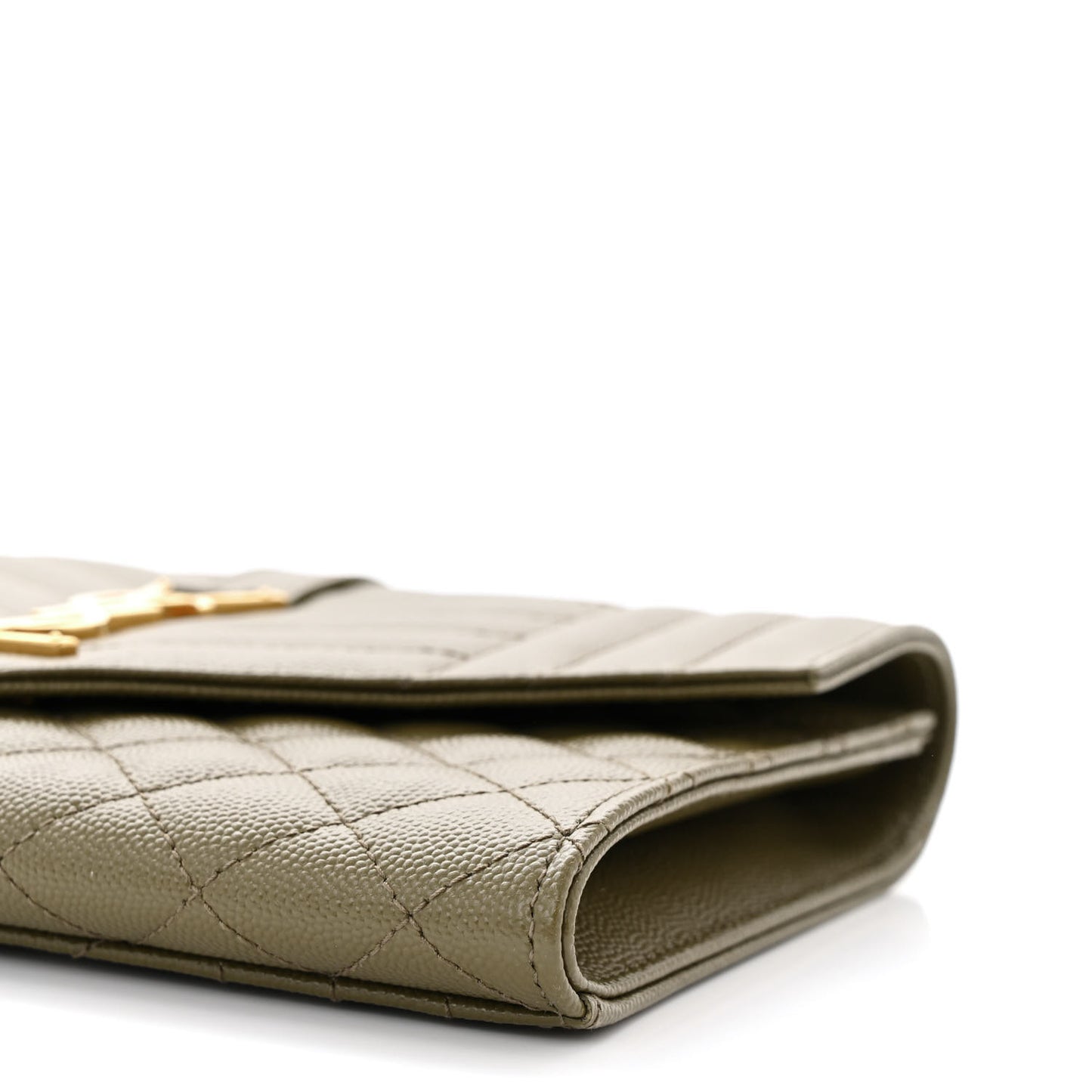 Grain De Poudre Textured Mixed Matelasse Triquilt Monogram Clutch Vert Kaki