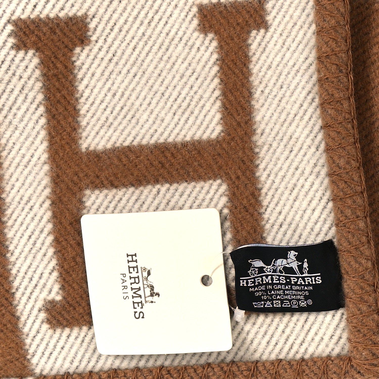 Hermes Wool Cashmere Avalon Blanket Ecru Camel 3 of 3