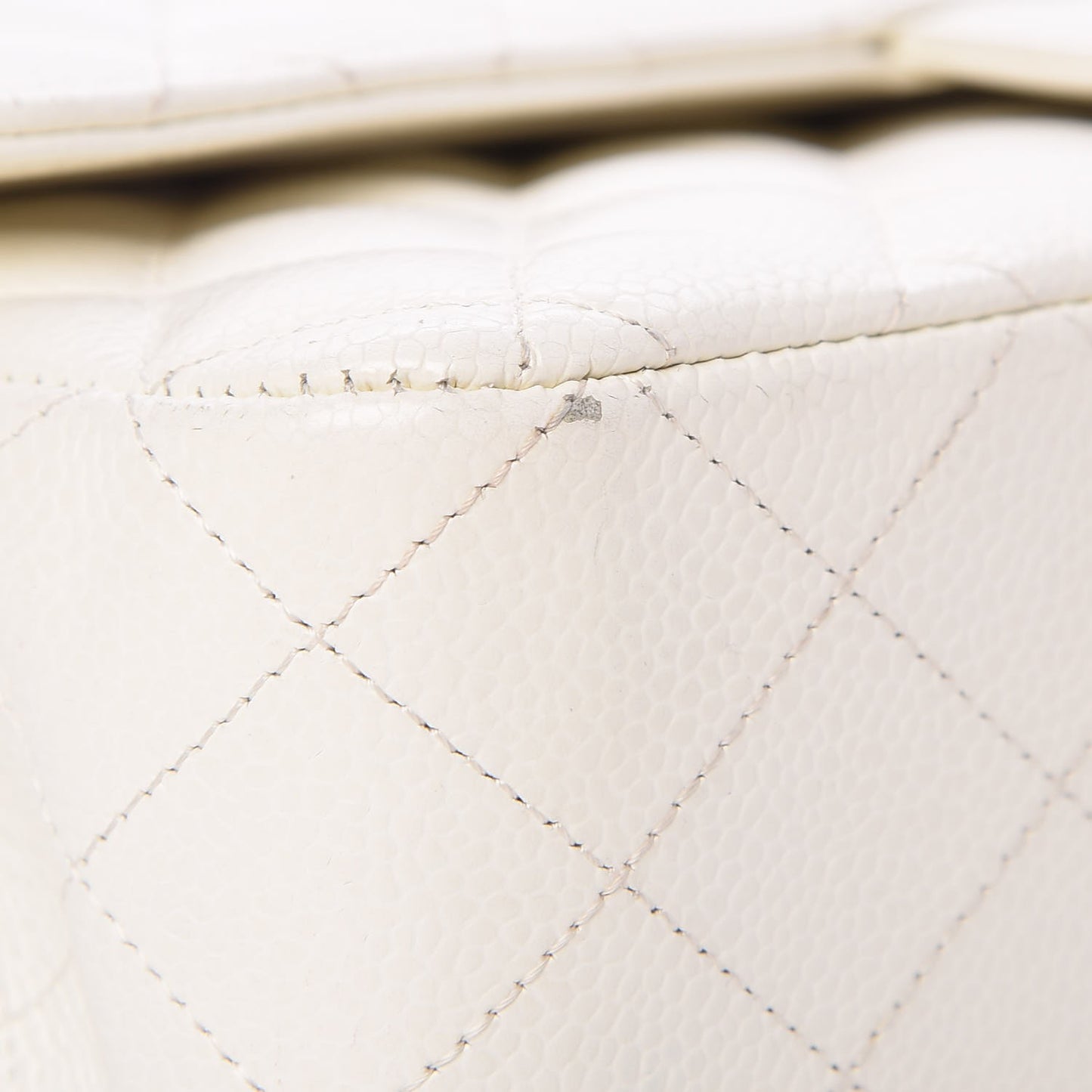 Caviar Quilted Medium Double Flap White