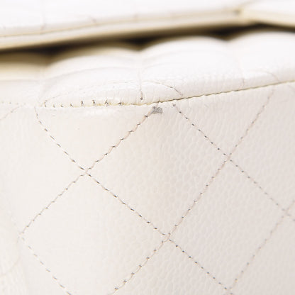 Chanel Caviar Quilted Medium Double Flap White 9 of 10
